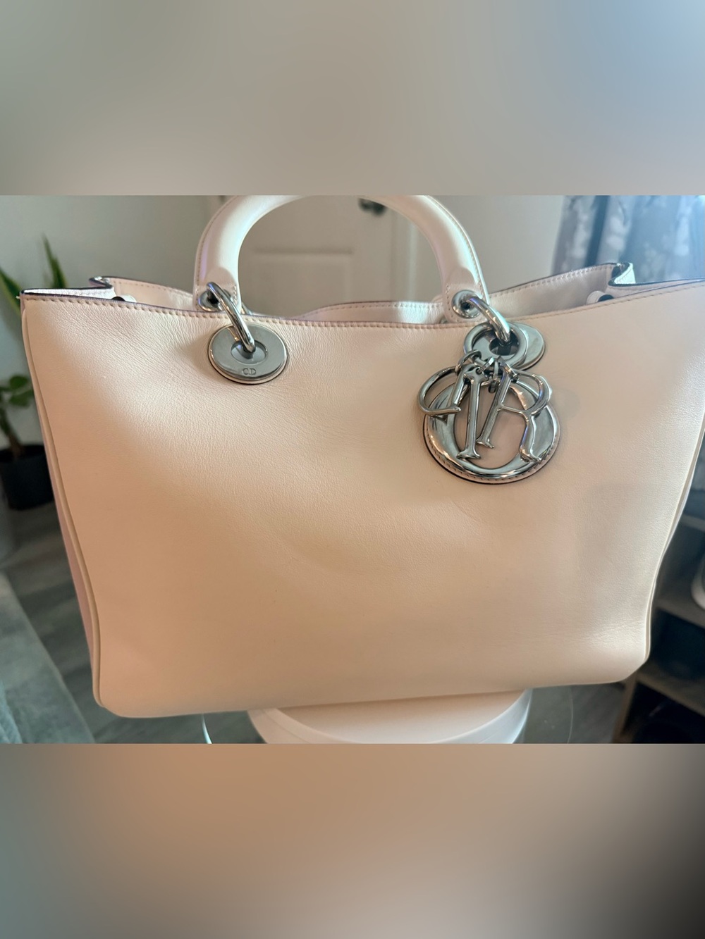 Dior Blush Pink Leather Satchel with Signature Charms